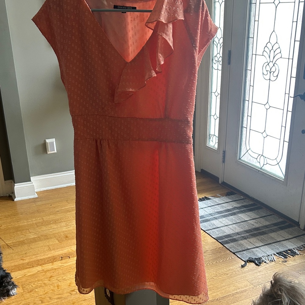 Gianni Bini Coral Mini Dress with Ruffle